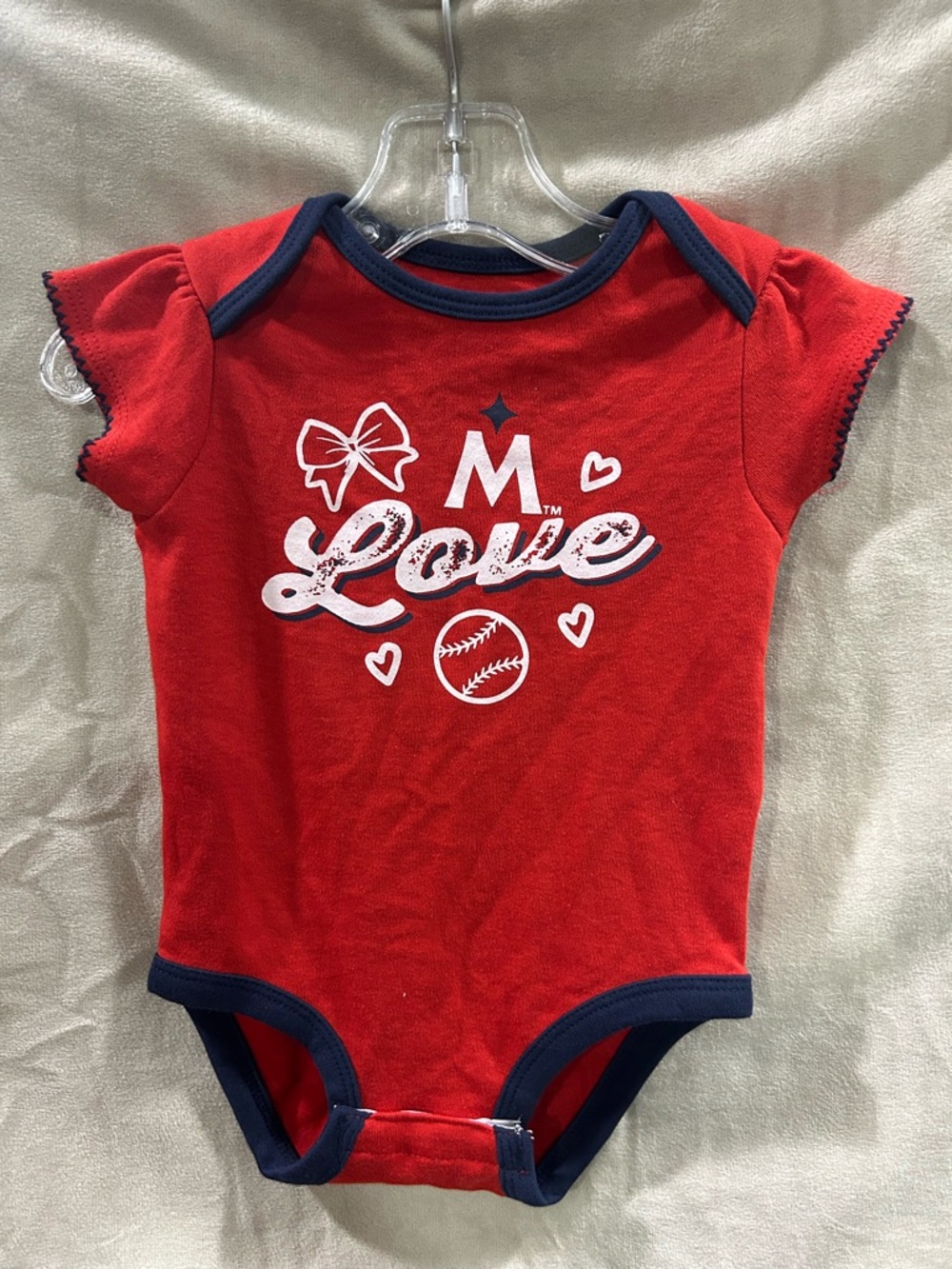 Genuine Merchandise Red Infant‎ Bodysuit with Navy Trim